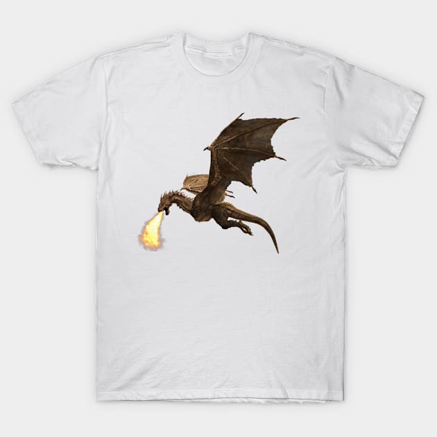 Fire Breathing Dragon Wyvern Fantasy T-Shirt by ColorFlowCreations